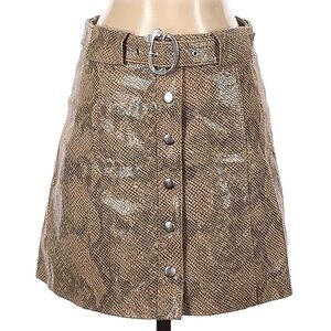 Zara Animal Print Faux Leather Skirt XS